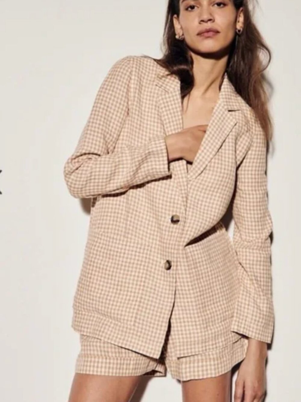 Madewell SET Linen Dorset Blazer and Gingham Shorts